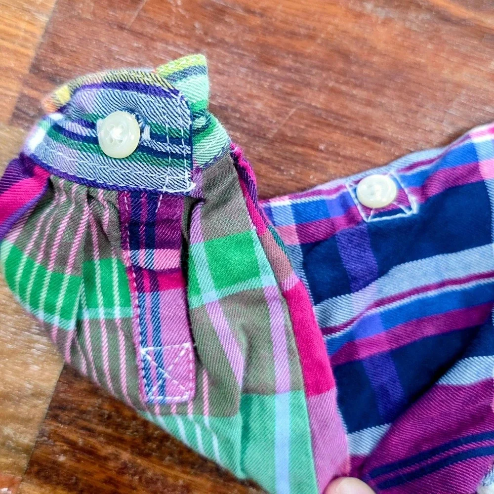Ralph Lauren Baby Boys Patchwork Plaid Button Down Shirt Multi Color 6M Pink